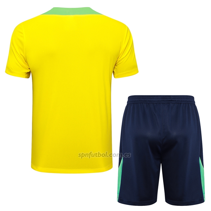 Chandal del Brasil Manga Corta 2024-2025 Amarillo - Pantalon Corto